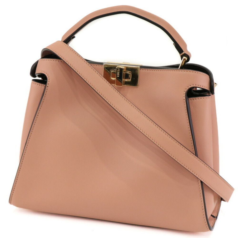 Fendi Peekaboo Essentially Handbag Shoulder Bag Pink Leather